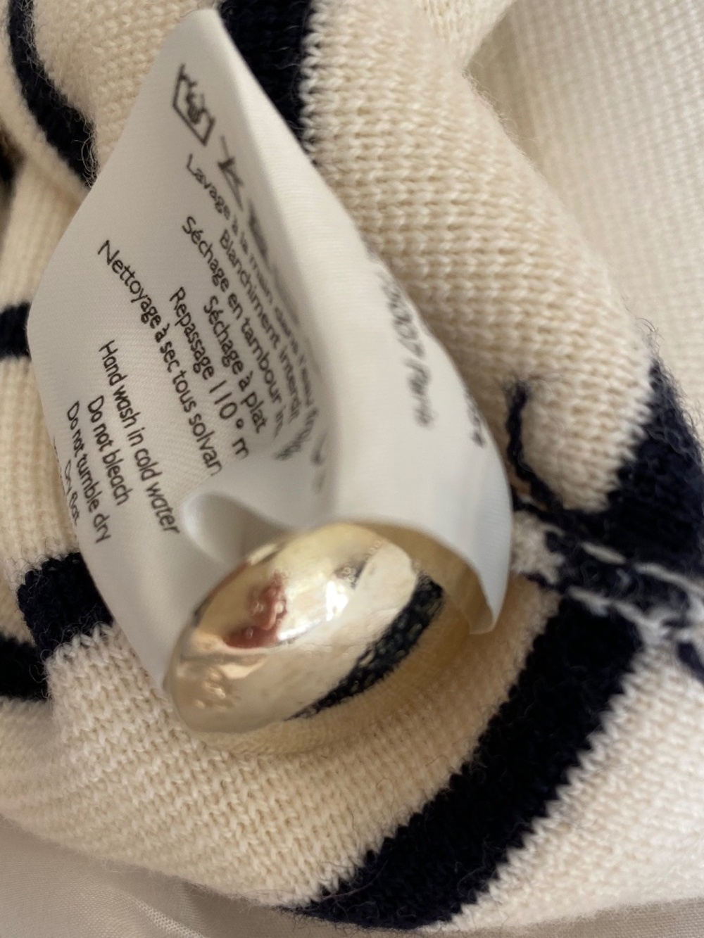 Betty Cardigan Ecru/Navy Stripe (M) - Picture 8 of 11